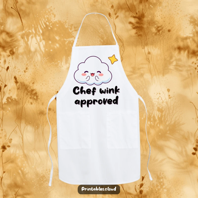 Funny Cloud Apron: A cheering cloud character shares a moment with a winking star.