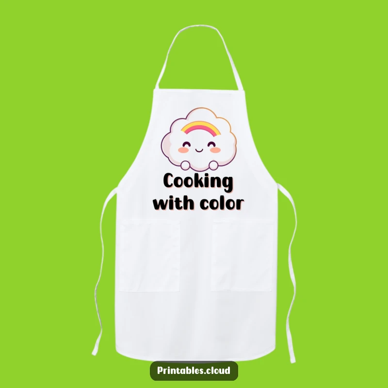 Funny Rainbow Cloud Apron: Smiling in the Kitchen, Cheerful Chef Gift