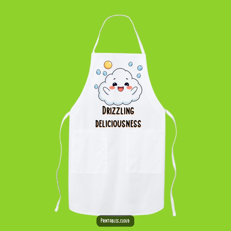 Funny Raindrop Juggling Cloud Apron: Cook Up Fun with Cheerful Kitchen Showers