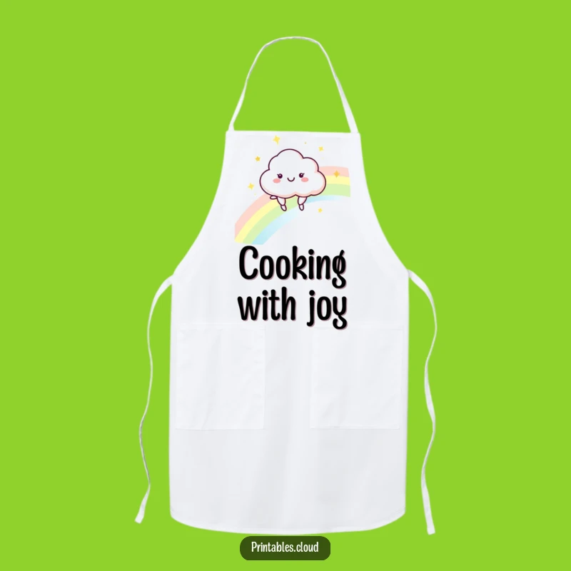Funny Cloud Chef Apron: Cooking with Rainbow Joy Gift
