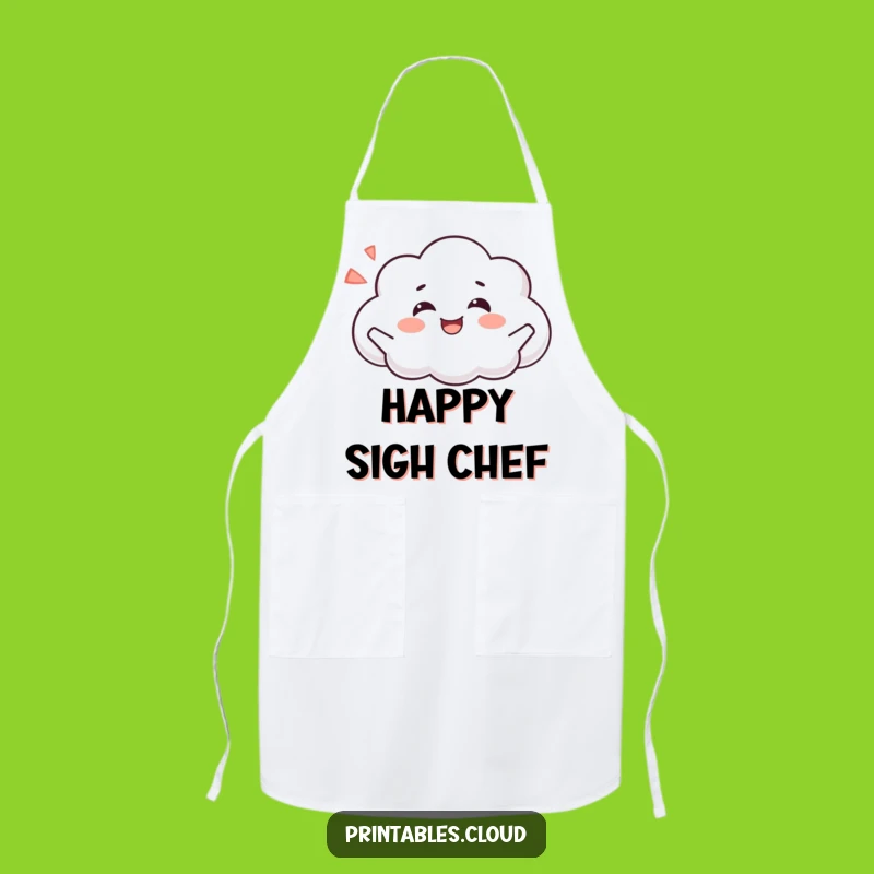 Funny Happy Cloud Chef Apron - Joyful Kitchen Companion for Relaxed Cooks