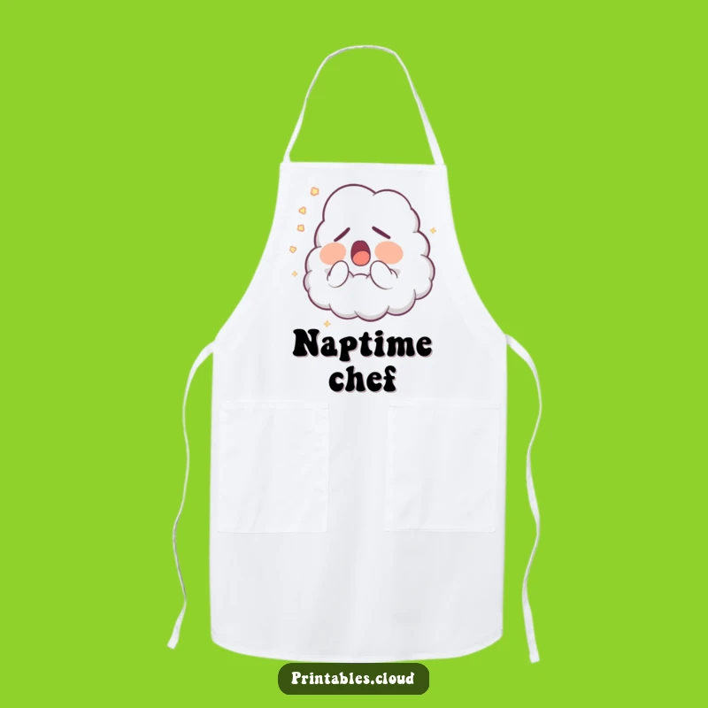Funny Sleepy Cloud Apron: Yawning Chef Character, Glowing Dust Mess, Hilarious Gift