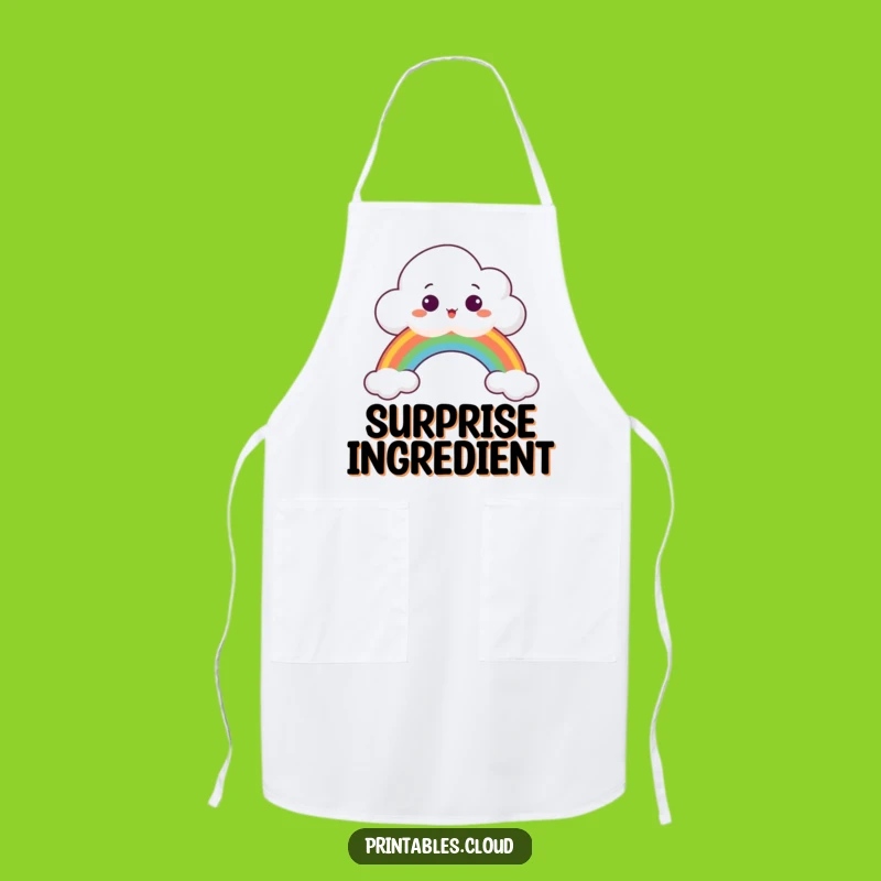 Funny Surprised Cloud Apron: Peeking Over Rainbow, Whimsical Kitchen Fun, Perfect Funny Gift