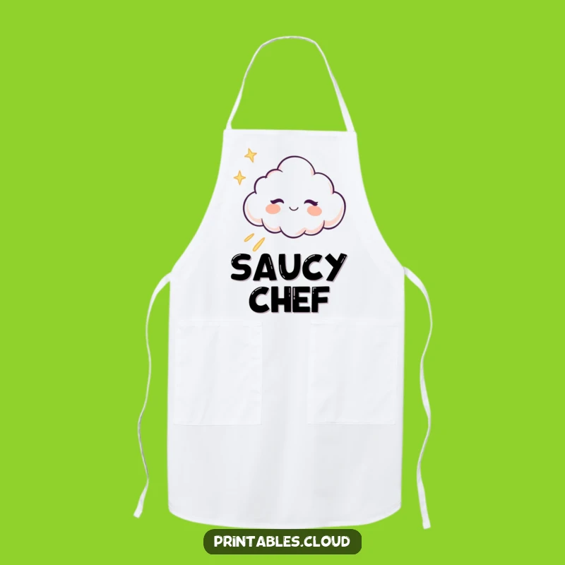 Funny Winking Cloud Apron: Cheeky Chef Character, Glitter Trail, Gift for Cooks