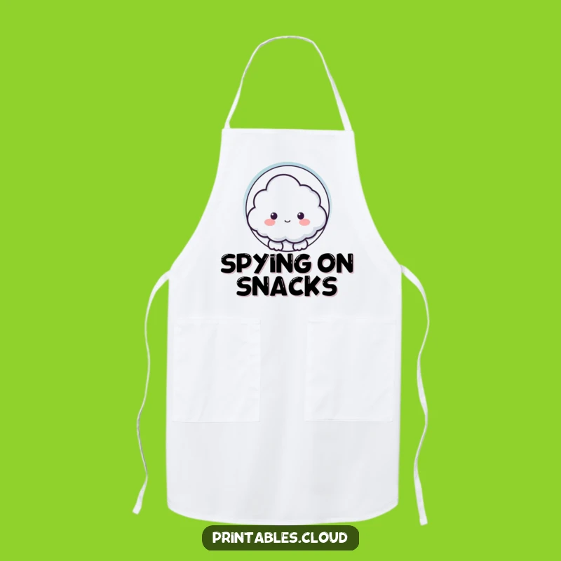 Funny Cloud Keyhole Apron: Curious Kitchen Peek for Explorers