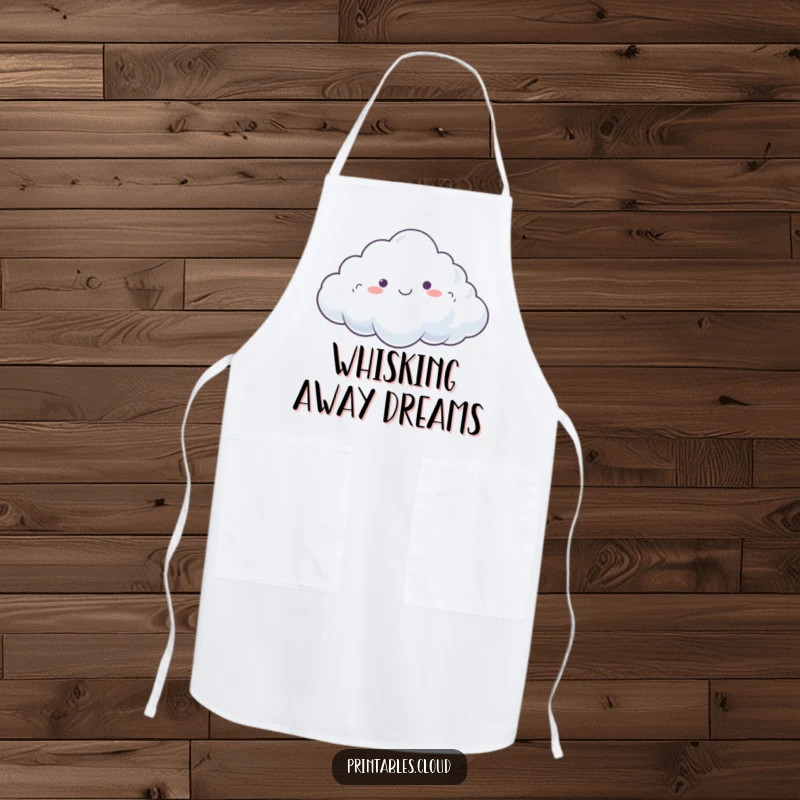 Funny Apron featuring a dreamy cloud happily drifting on a gentle breeze, perfect for a relaxed kitchen.