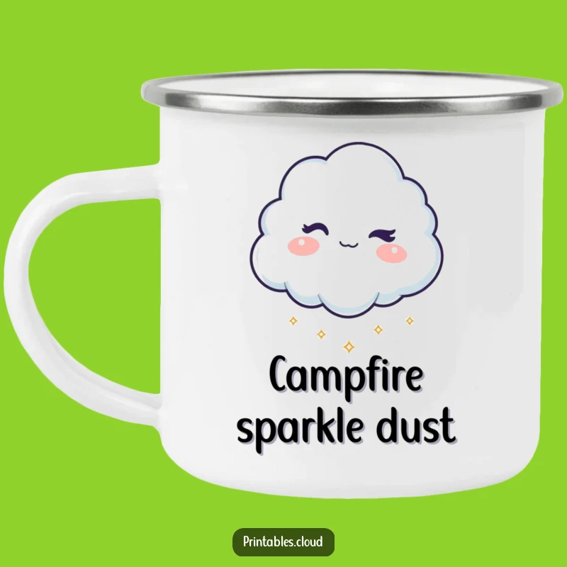 Funny Sparkle Cloud Camping Mug: Mischievous Wink for Adventures, Gift