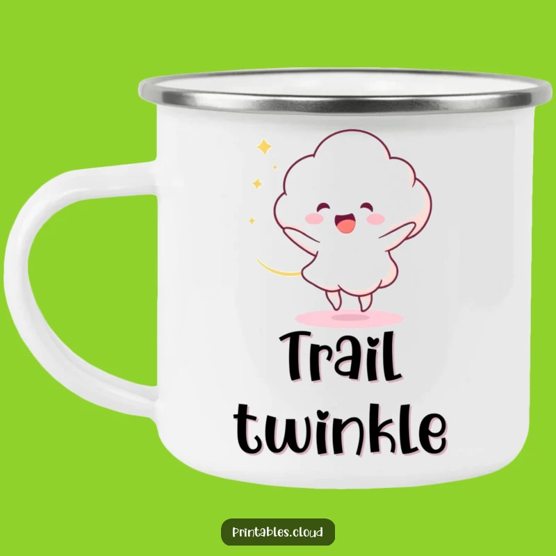Funny Cloud Dancer Camping Mug: Dancing Character, Light Swirl, Outdoor Fun Gift