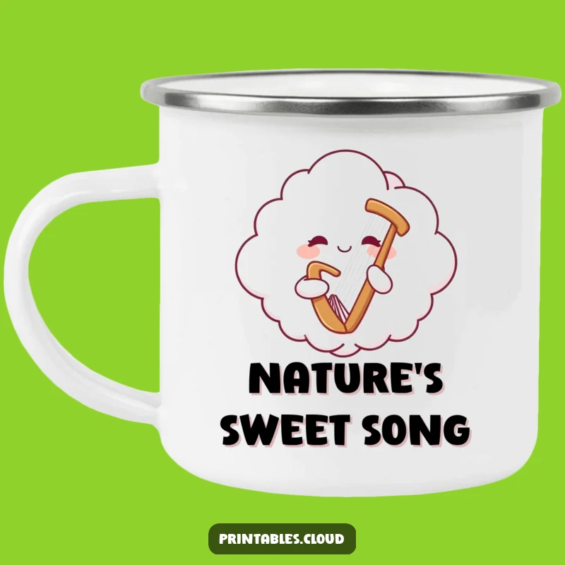 Funny Cloud Harp Camping Mug: Trailside Melodies and Cheerful Brews