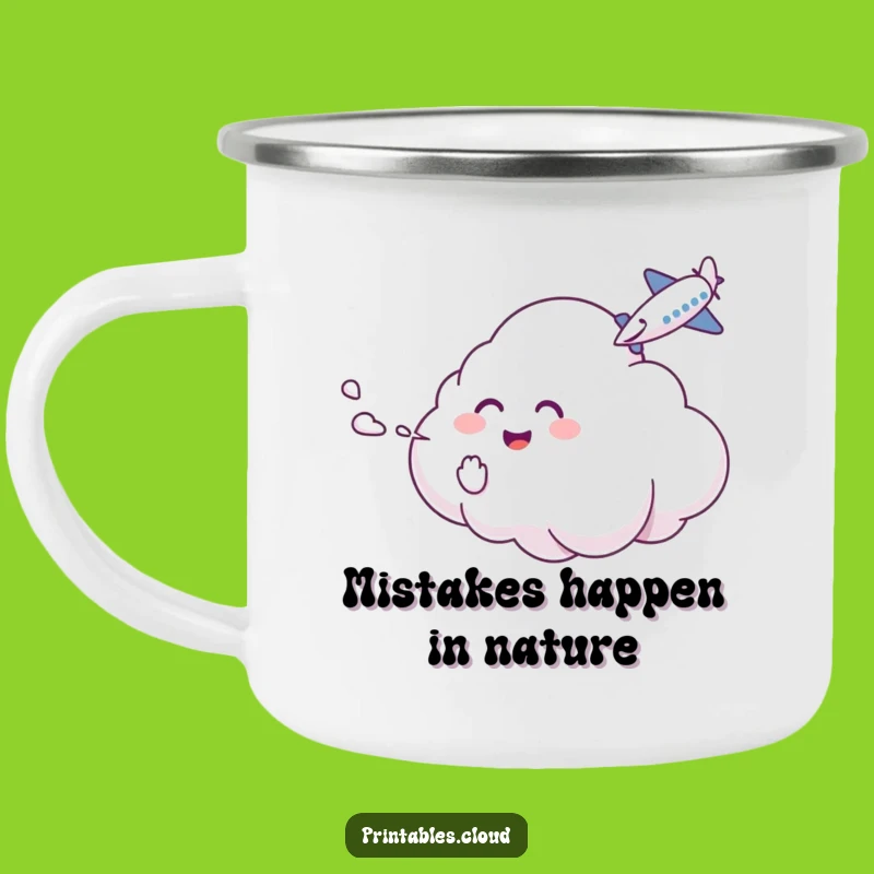 Funny Cloud Tickle Camping Mug: Giggling Airplane Fun Outdoors