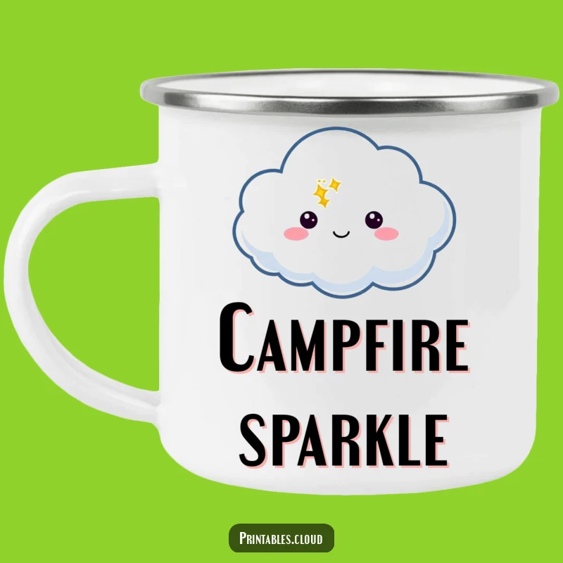 Funny Cloud Twinkle Camping Mug: Magical Speech Bubble, Whimsical Outdoor Gear, Perfect Funny Gift