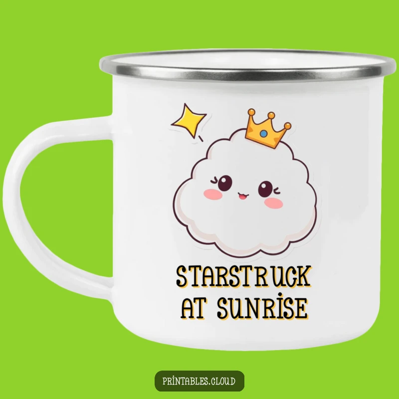 Funny Crowned Cloud Camping Mug: Shooting Star Surprise for Outdoor Adventures, Gift