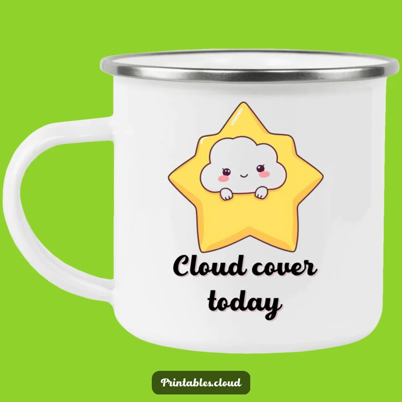 Funny Shy Cloud Camping Mug - Adorable Peeking Drinkware Gift