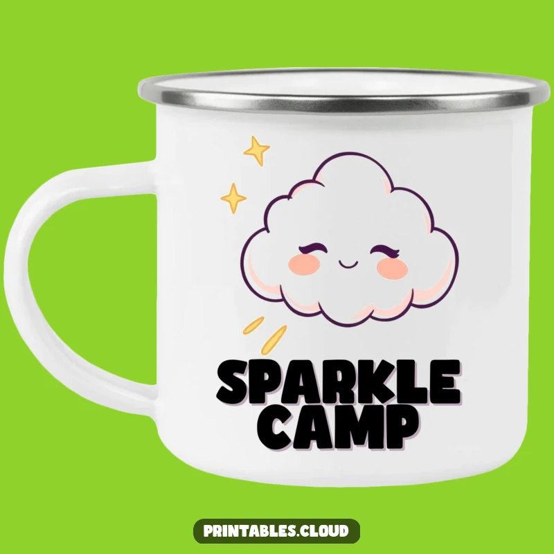 Funny Winking Cloud Camping Mug: Cheeky Character, Glitter Trail, Outdoor Gift