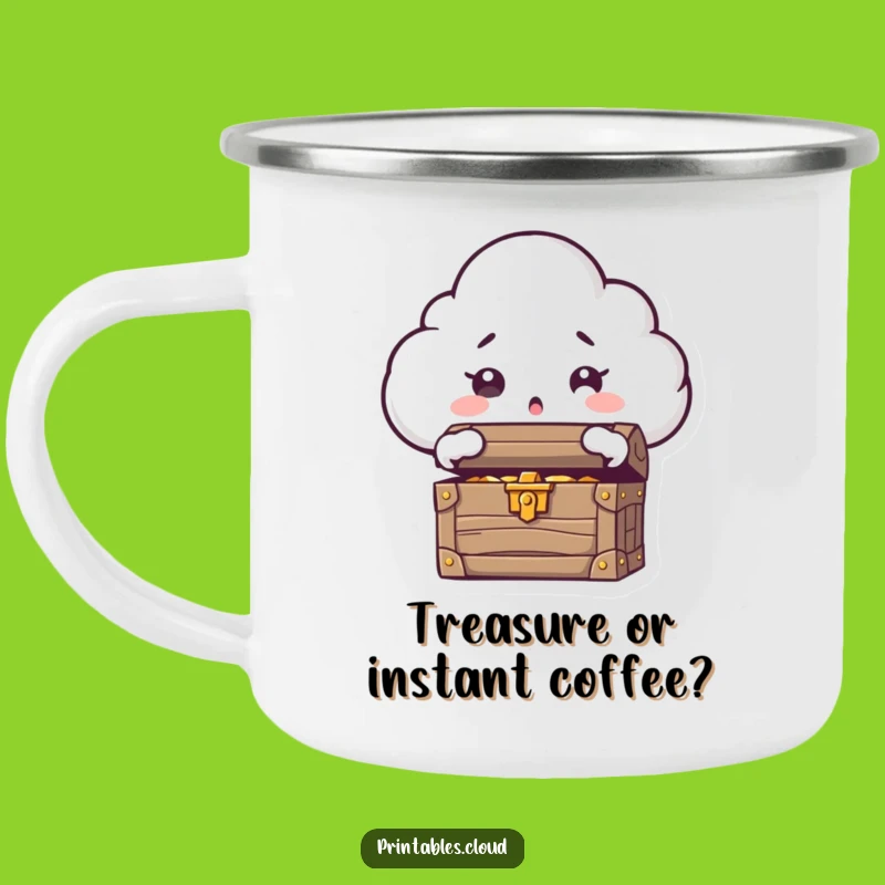 Funny Enamel Cloud Camping Mug - Treasure Surprise Character Gift for Campers