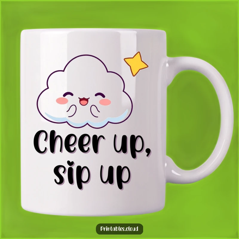 Funny Cloud Star Mug: Cheerful Greeting Gift