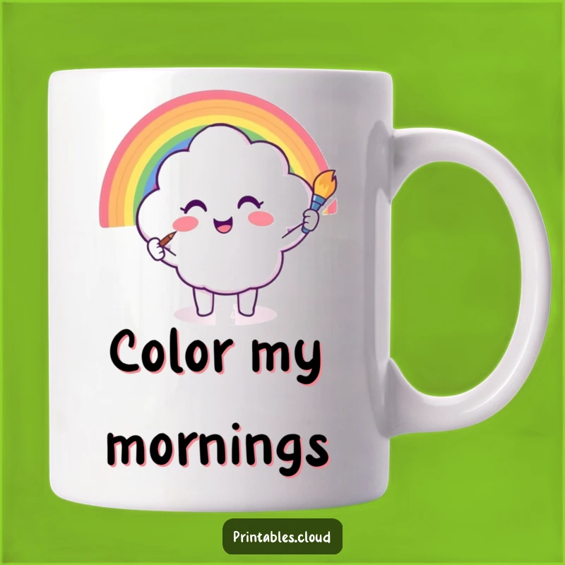 Funny Cloud Rainbow Painting Mug: Creative Joyful Art, Perfect Funny Gift