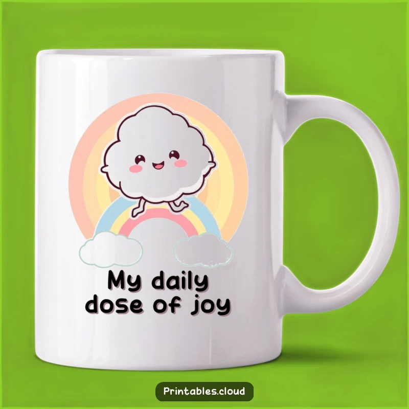 Funny Bouncing Cloud Rainbow Mug - Cheerful Character Gift for Joyful Mornings