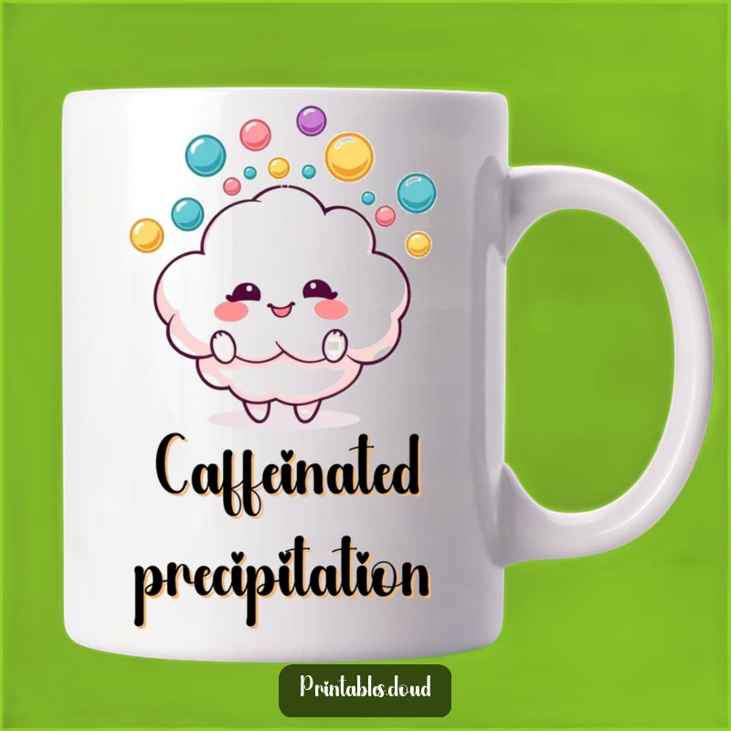 Funny Cloud Juggling Raindrops Mug, Delightful Gift for Rainy Day Lovers