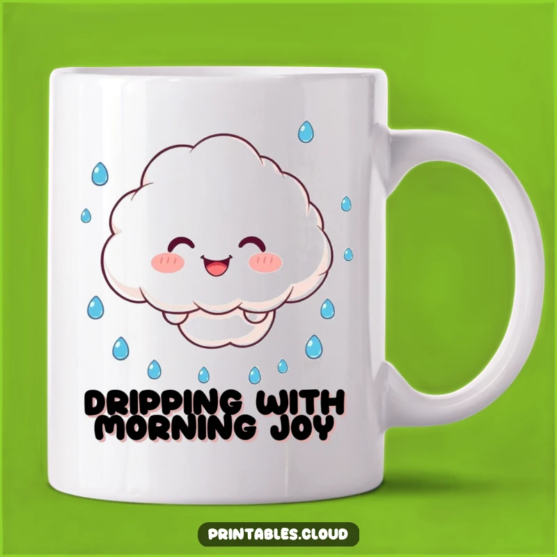 Funny Juggling Cloud Mug: Happy Character with Raindrops for Mornings