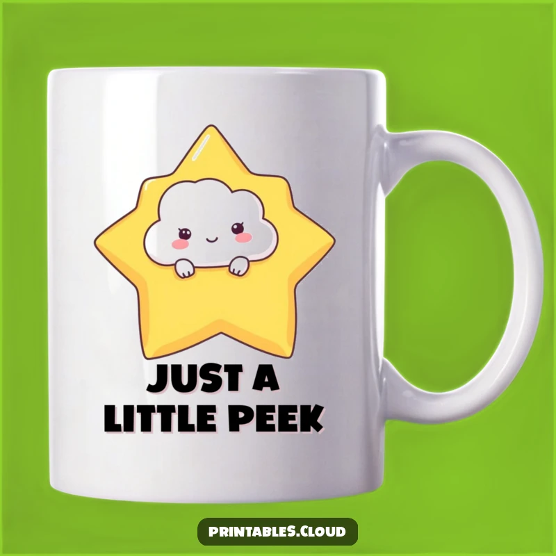 Funny Shy Cloud Peeking Mug - Adorable Celestial Friend Gift