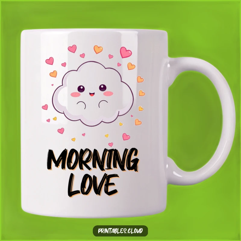 Funny Heart Rain Cloud Mug: Fluffy Character Raining Love, Sweet Gift Idea
