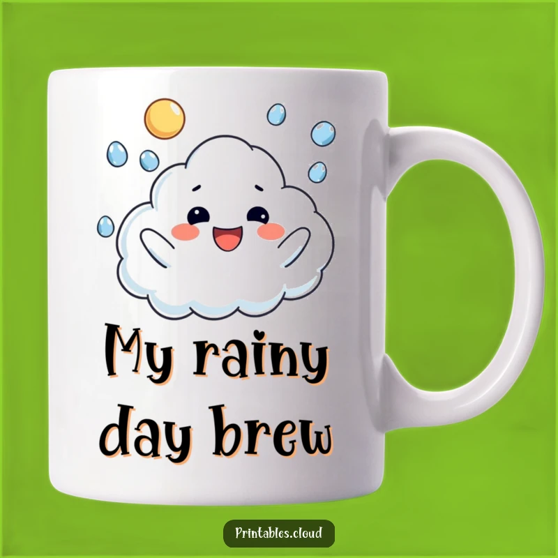 Funny Raindrop Juggling Cloud Mug: Brighten Rainy Days with Hilarious Hydration