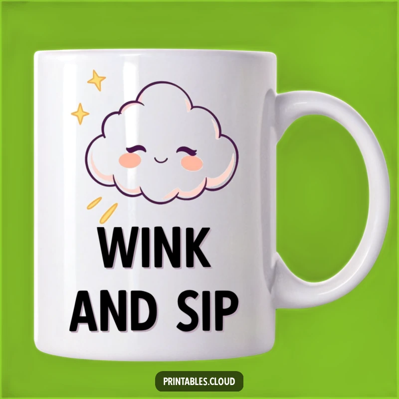 Funny Winking Cloud Mug: Cheeky Character with Glitter Trail, Playful Gift Idea