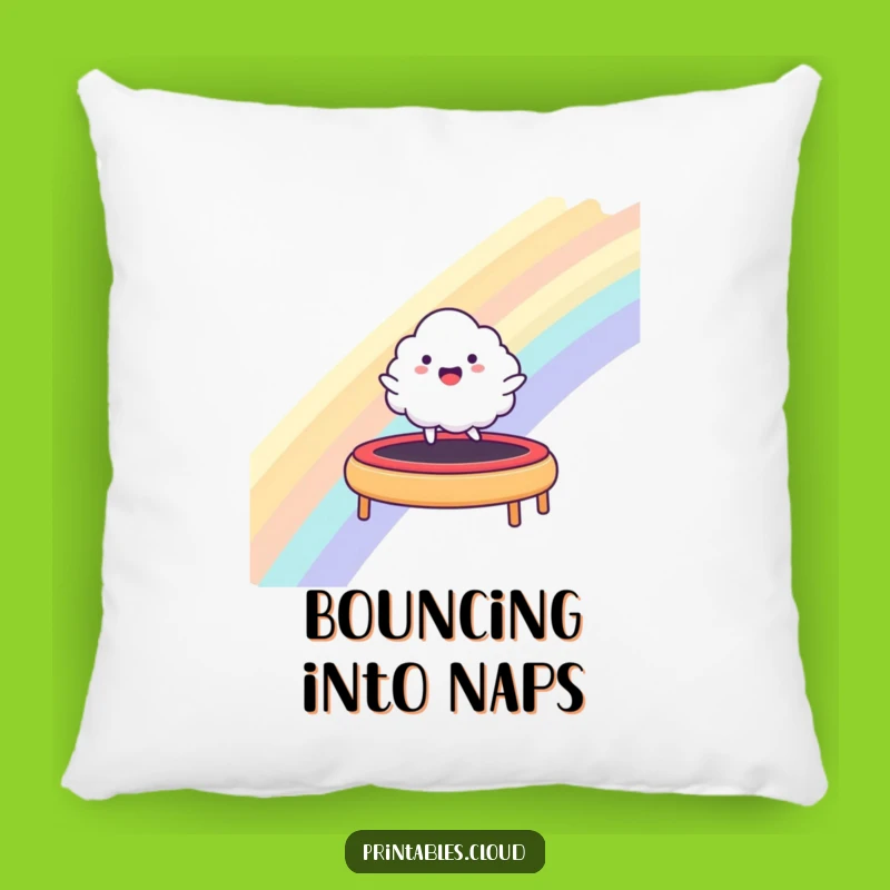 Comfy Funny Happy Cloud Rainbow Trampoline Pillow - Cozy & Cheerful Decor