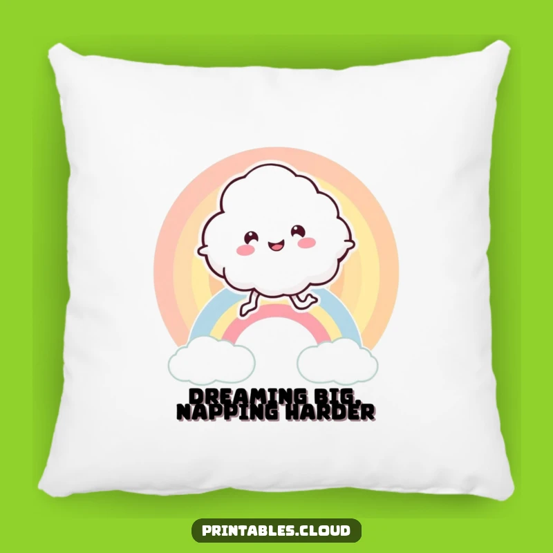 Funny Cloud Pillow - Bouncing Rainbow Character Comfort Gift for Cozy Smiles
