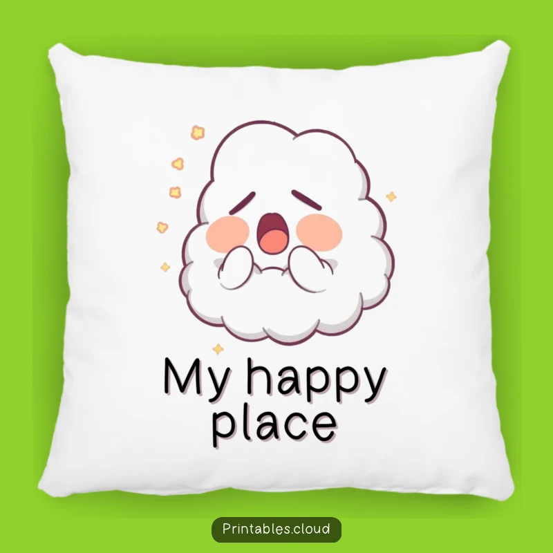 Funny Sleepy Cloud Pillow: Soft Yawning Character, Glowing Dust Accent, Cozy Gift