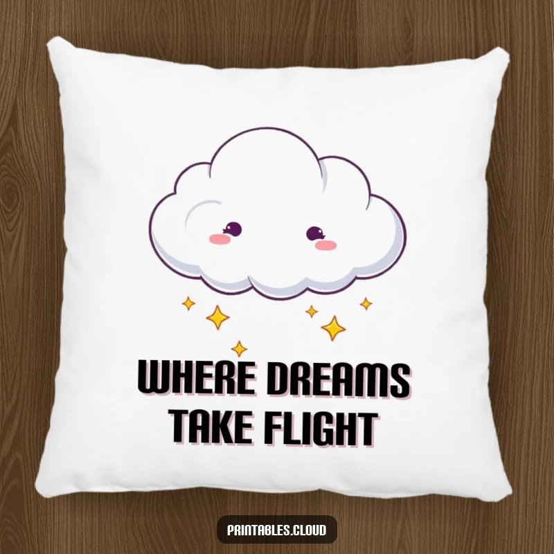 Funny dreaming cloud with stars drifting from edges pillow, soft decor, whimsical and cozy, great funny gift.