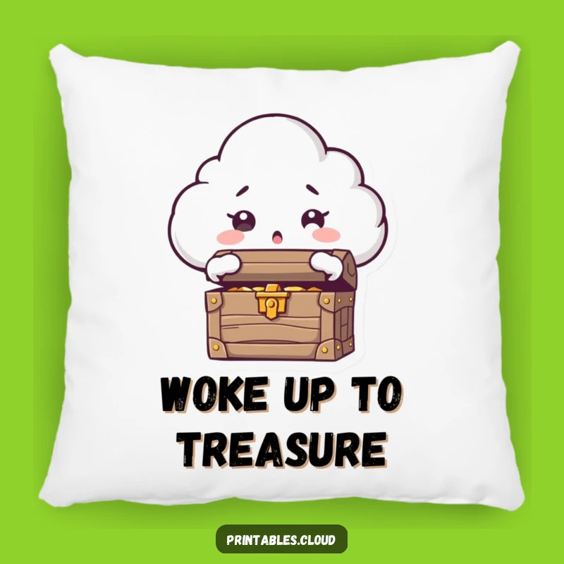 Funny Cloud Pillow - Surprised Treasure Chest Character Comfort Gift