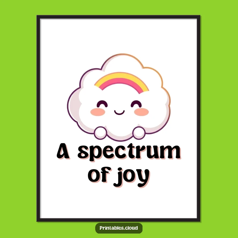 Funny Rainbow Cloud Digital Art: Smiling Cloud Offering Hope, Instant Gift