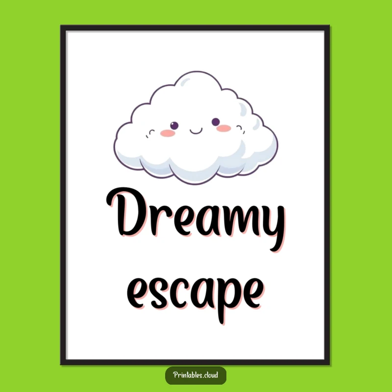 Funny Dreamy Cloud Digital Art: Happy Drifting, Instant Relaxed Decor, Perfect Funny Gift