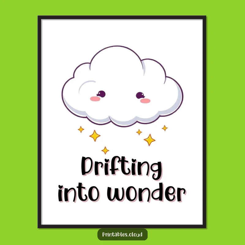Funny Dreaming Cloud Digital Art: Starry Whimsy For Your Walls