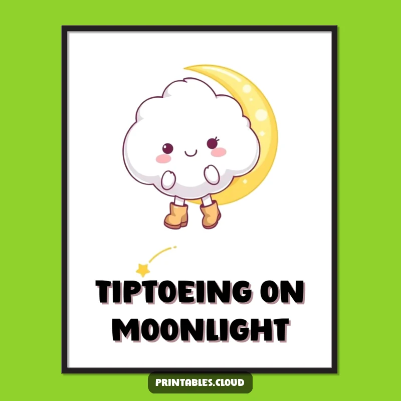 Funny Cheerful Cloud Digital Art - Instant Moonbeam Magic for Walls