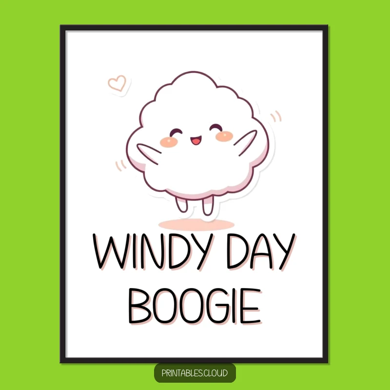 Funny Cloud Dance Art Print - Breezy Moves Design, Instant Humorous Gift for Walls