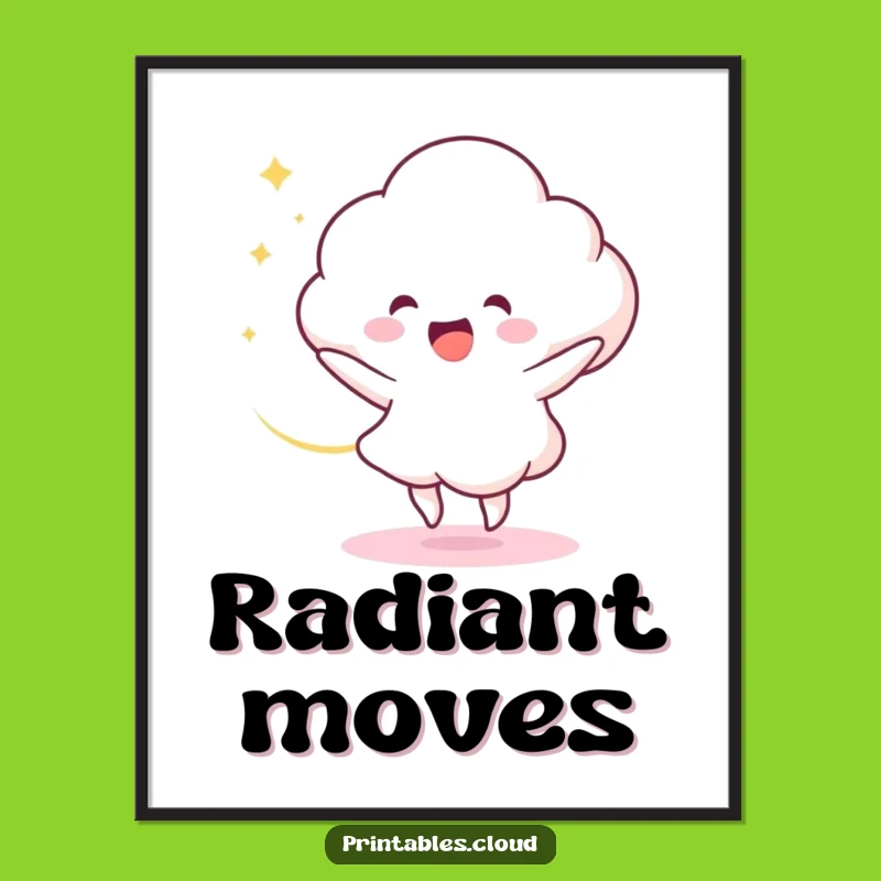 Funny Cloud Dancer Digital Art: Dancing Character, Light Swirl Download, Gift Art