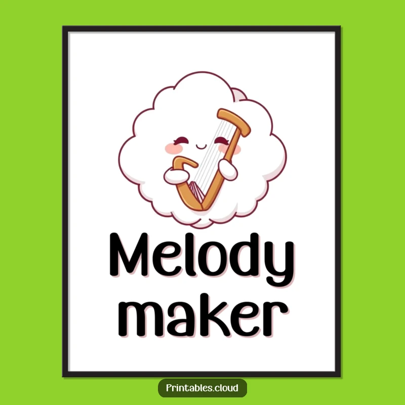 Funny Cloud Harp Digital Art: Instant Celestial Melodies for Your Walls