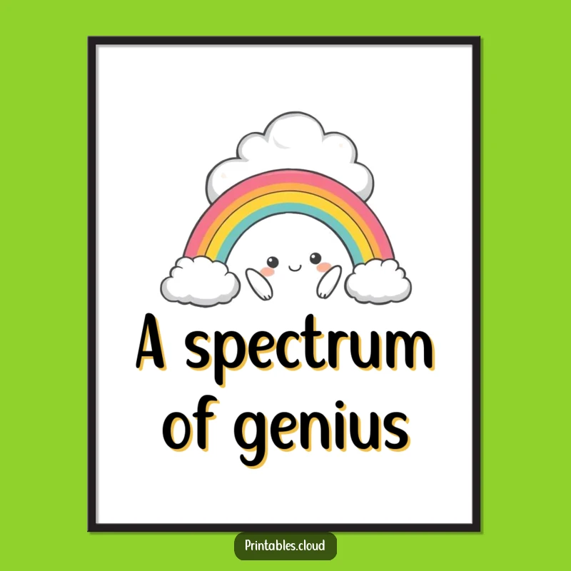 Funny Mischievous Cloud Rainbow Digital Art, Instant Whimsical Decor