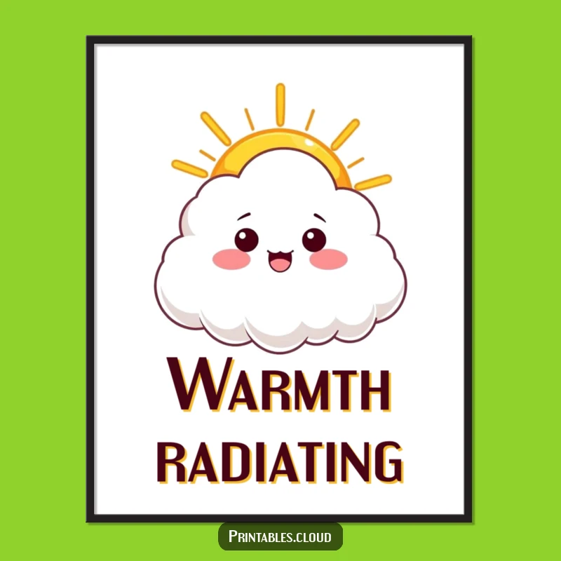 Funny Sunshine Cloud Art Print - Warm Ray Design, Instant Humorous Gift for Walls