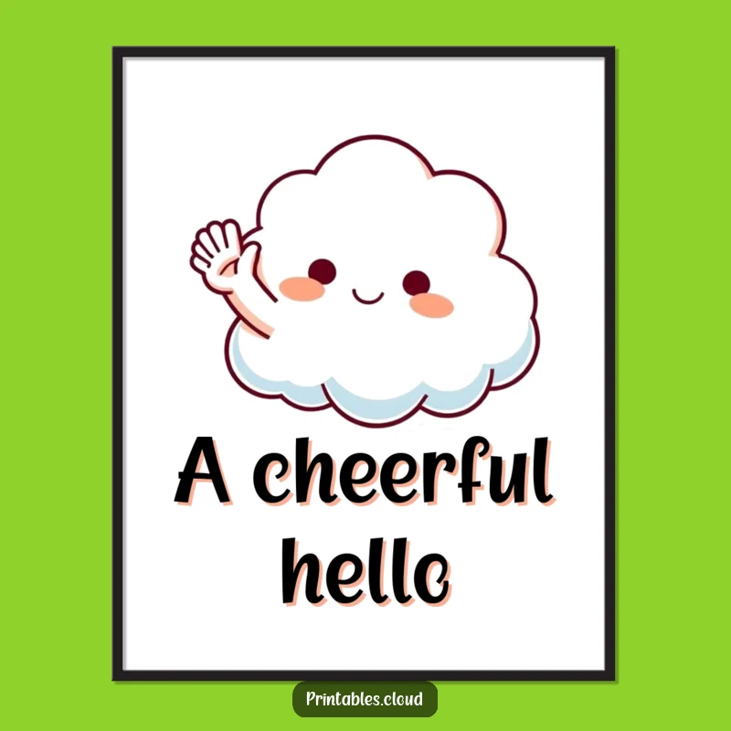 Funny Waving Cloud Digital Art: Instant Cheerful Greeting
