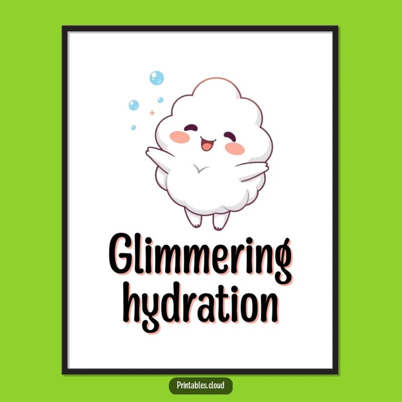 Funny Cloud Dewdrop Juggling Digital Art - Whimsical Character Printable Gift