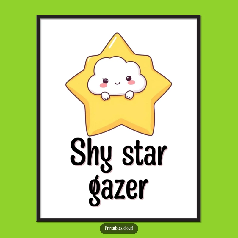 Funny Shy Cloud Digital Art - Cute Peeking Celestial Artwork