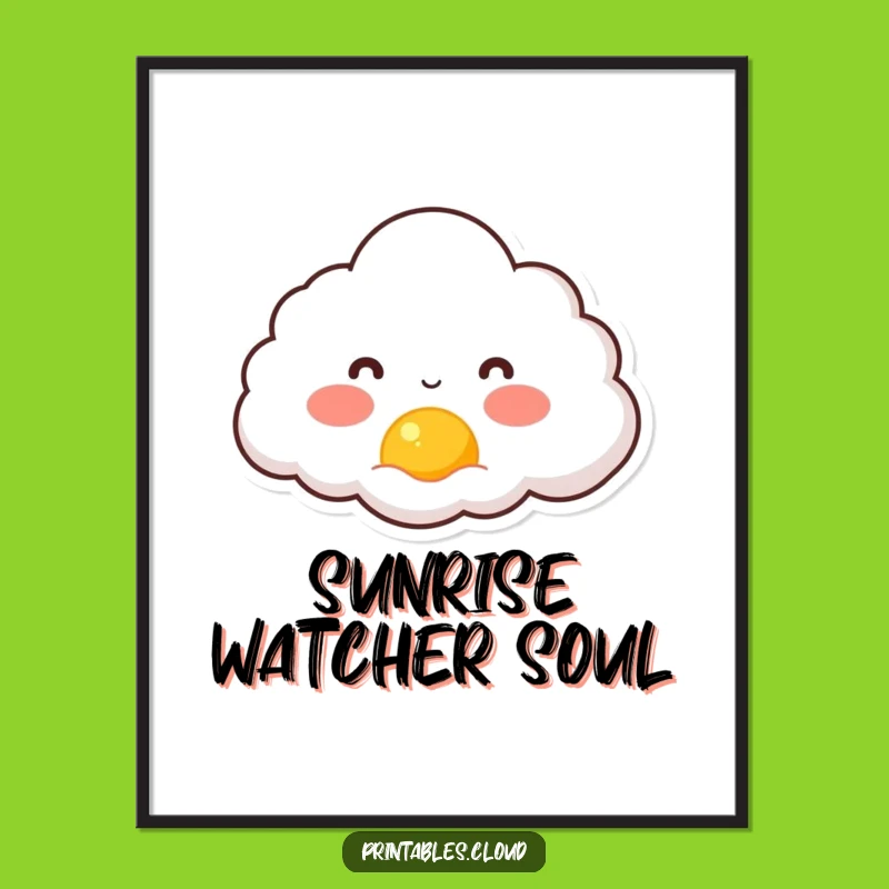 Funny Rosy Cloud Sunrise Digital Print - Instant Cheerful Wall Art