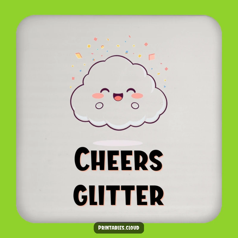 Funny Cloud Confetti Coaster: Joyful Character, Light Shower Protection, Gift Accent