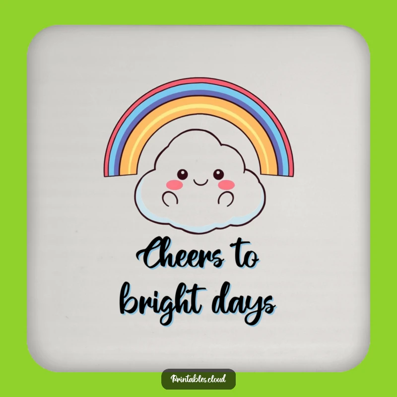 Funny Happy Cloud Coaster: Protect Surfaces With Rainbow Charm