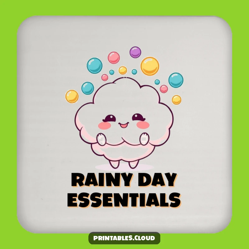 Funny Cloud Juggling Raindrops Coaster, Protect Surfaces with Fun