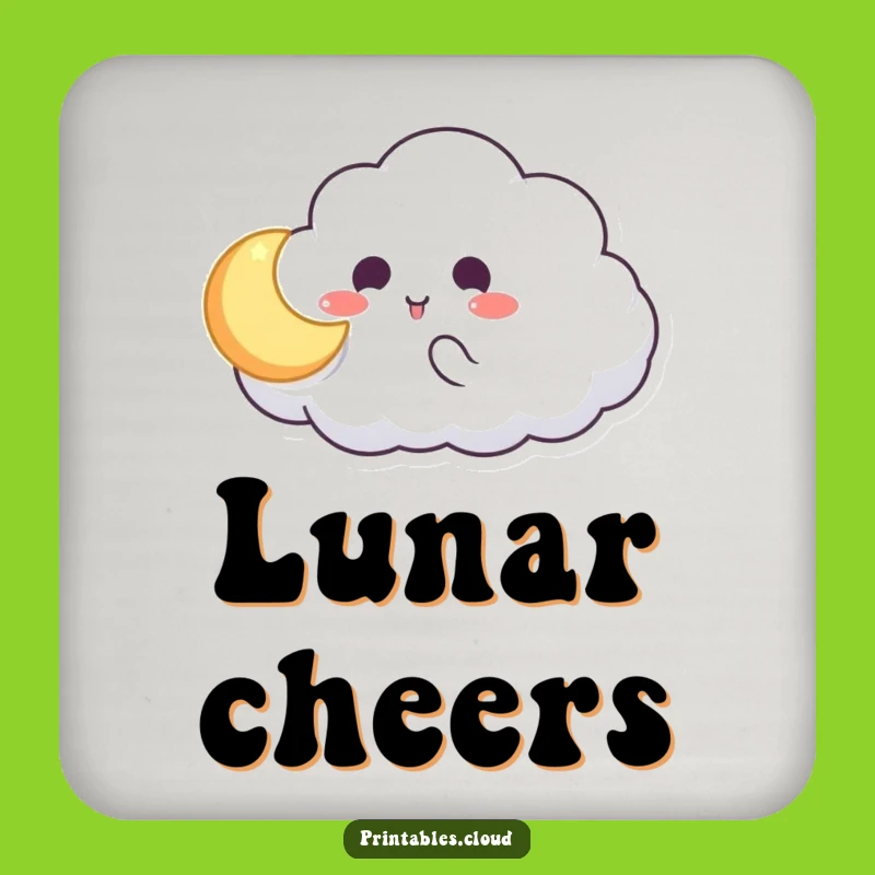 Funny Cloud Moon Catch Coaster: Protect Surfaces with Celestial Humor, Gift
